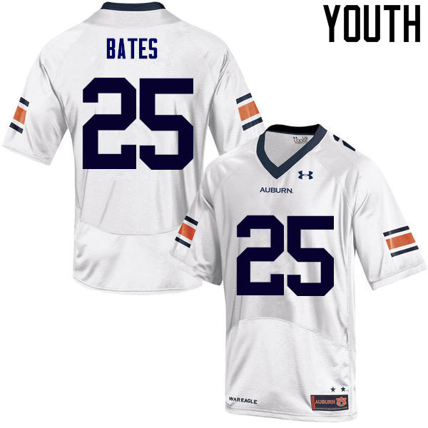 Youth Auburn Tigers #25 Daren Bates White College Stitched Football Jersey